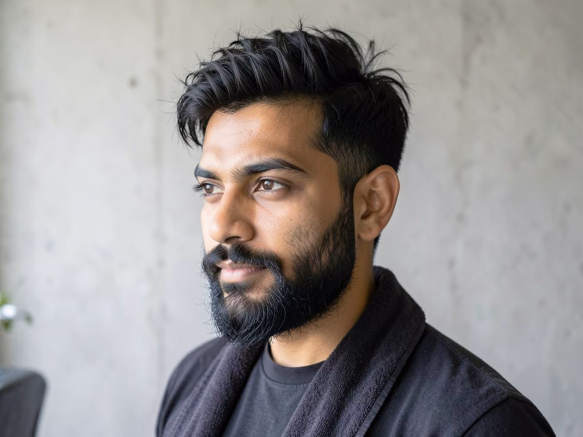 Man with a low maintenance messy hair