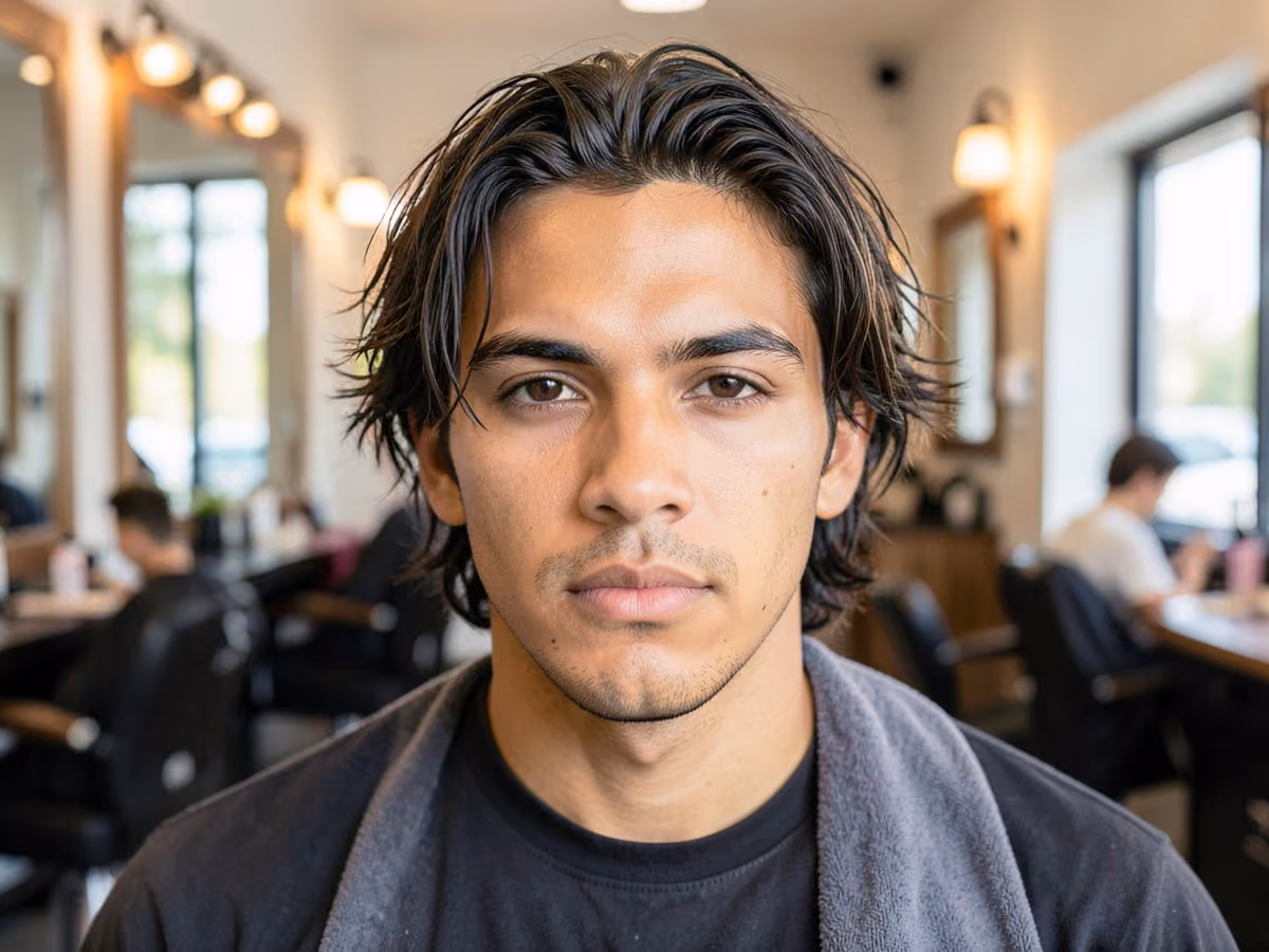 Man with a low maintenance surfer hair