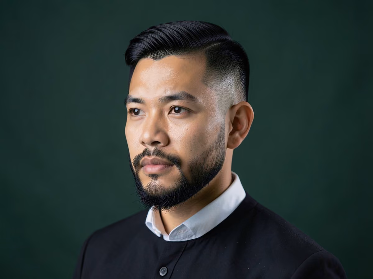 Man with a scissor cut with corporate beard