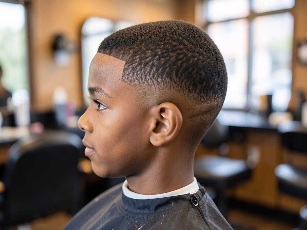 Boy with a kids low skin fade