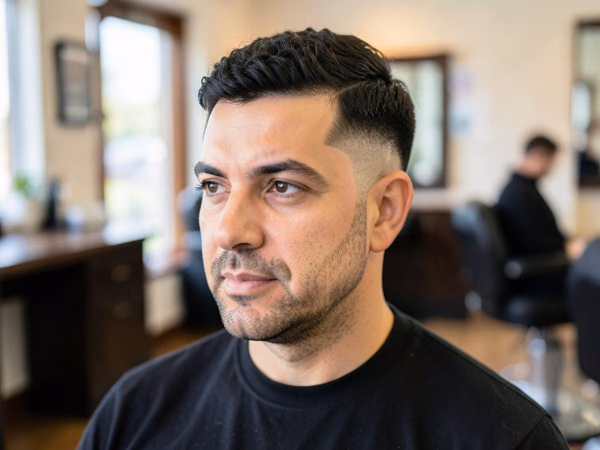 Man with a low skin fade caesar
