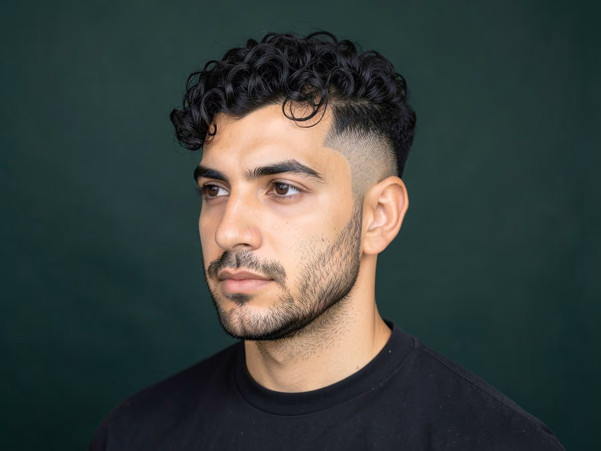 Man with a low skin fade curly hair
