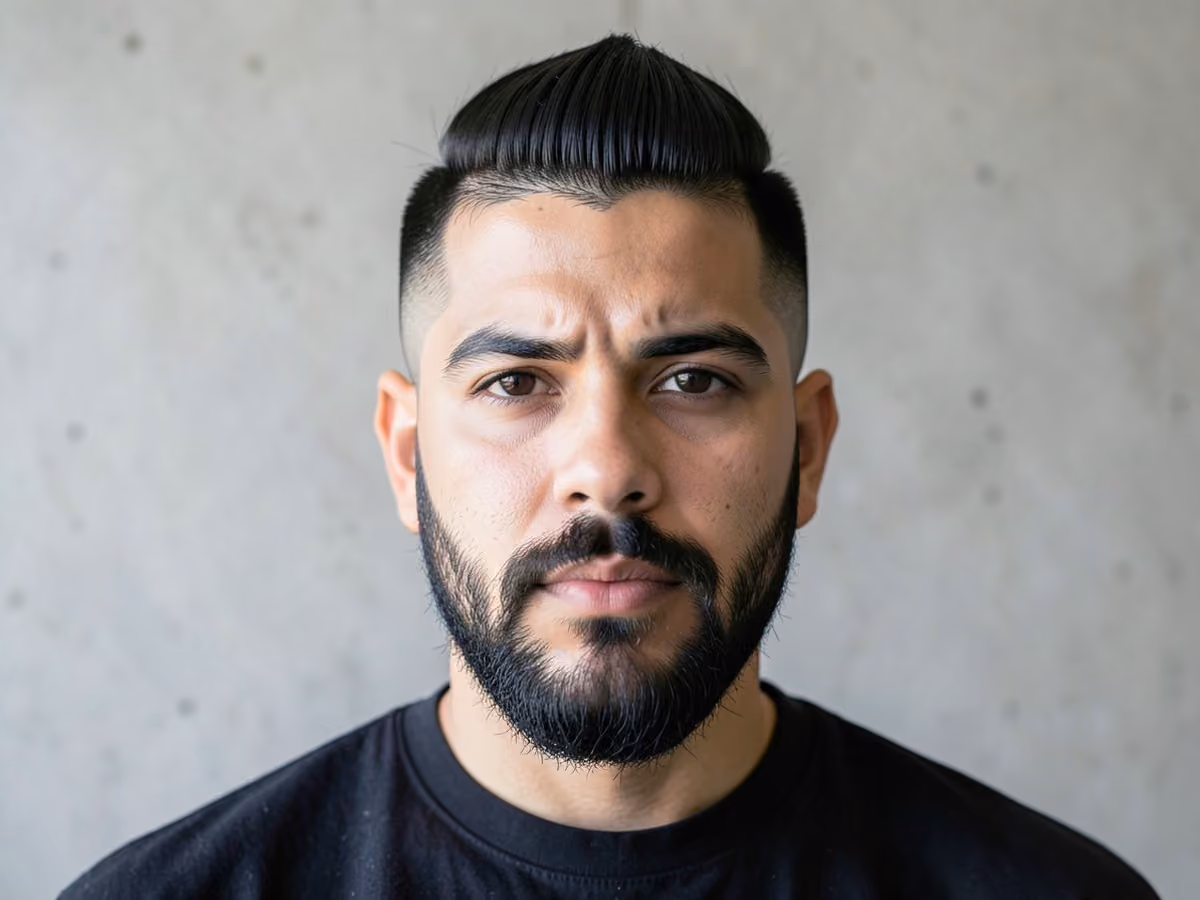 Man with a low skin fade faux hawk