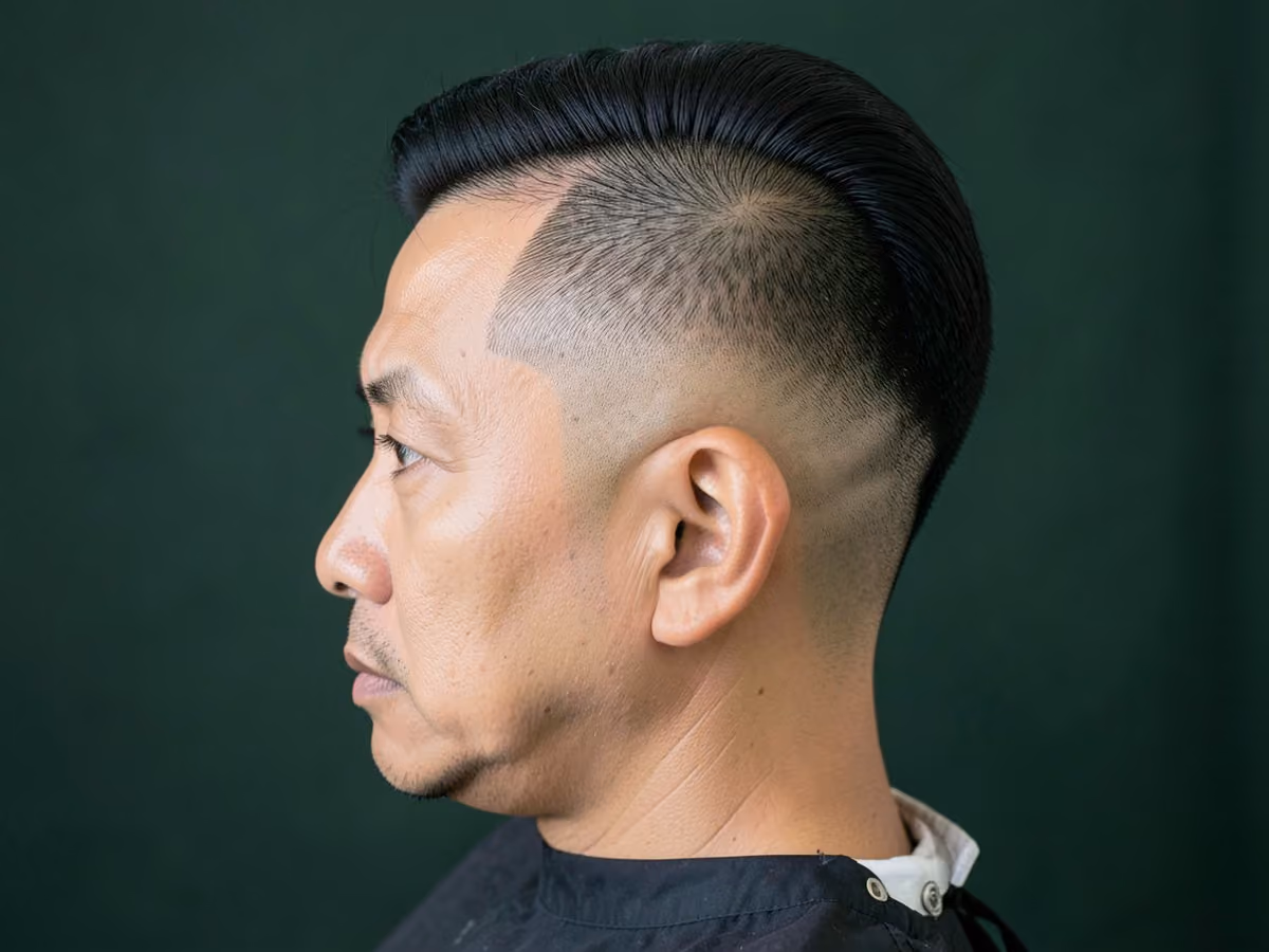 Man with a low skin fade line up