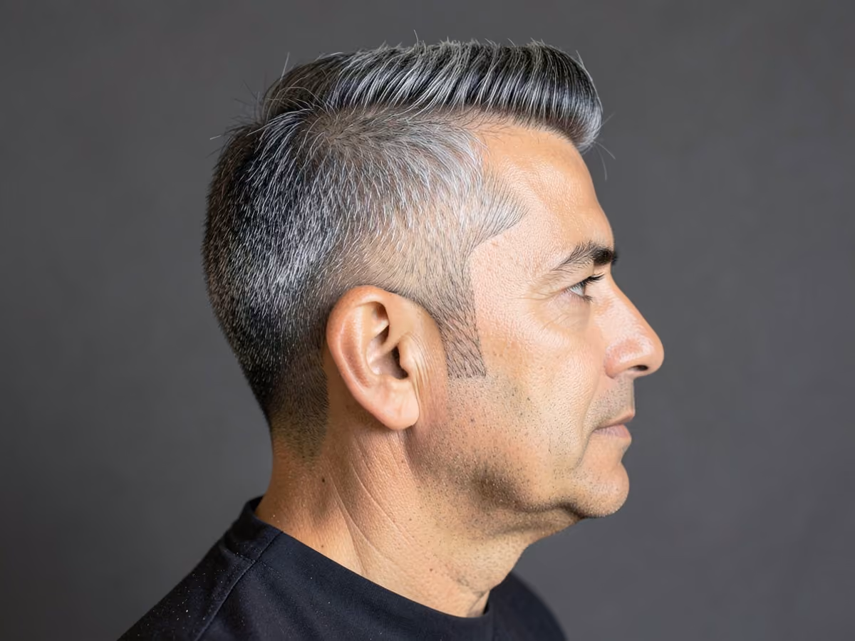 Man with a low skin fade quiff