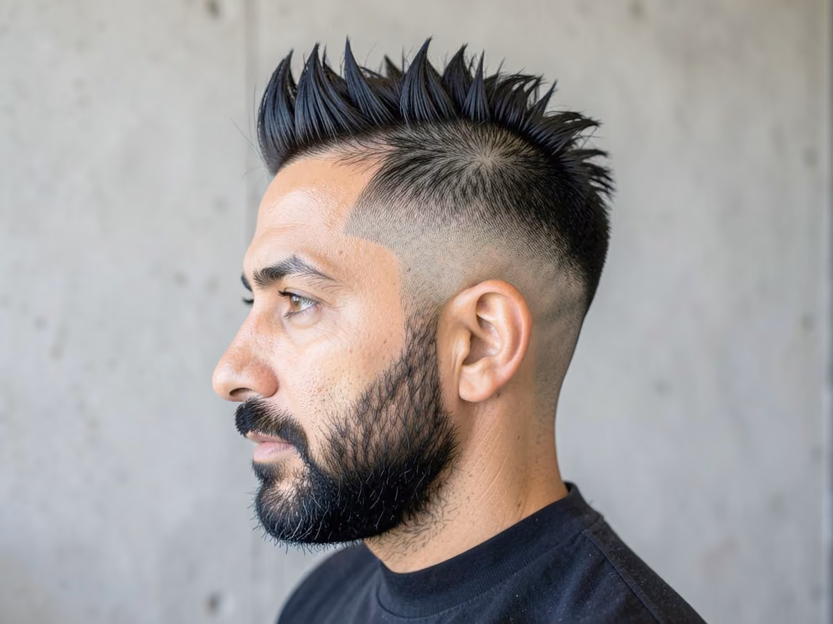 Man with a low skin fade spiky hair