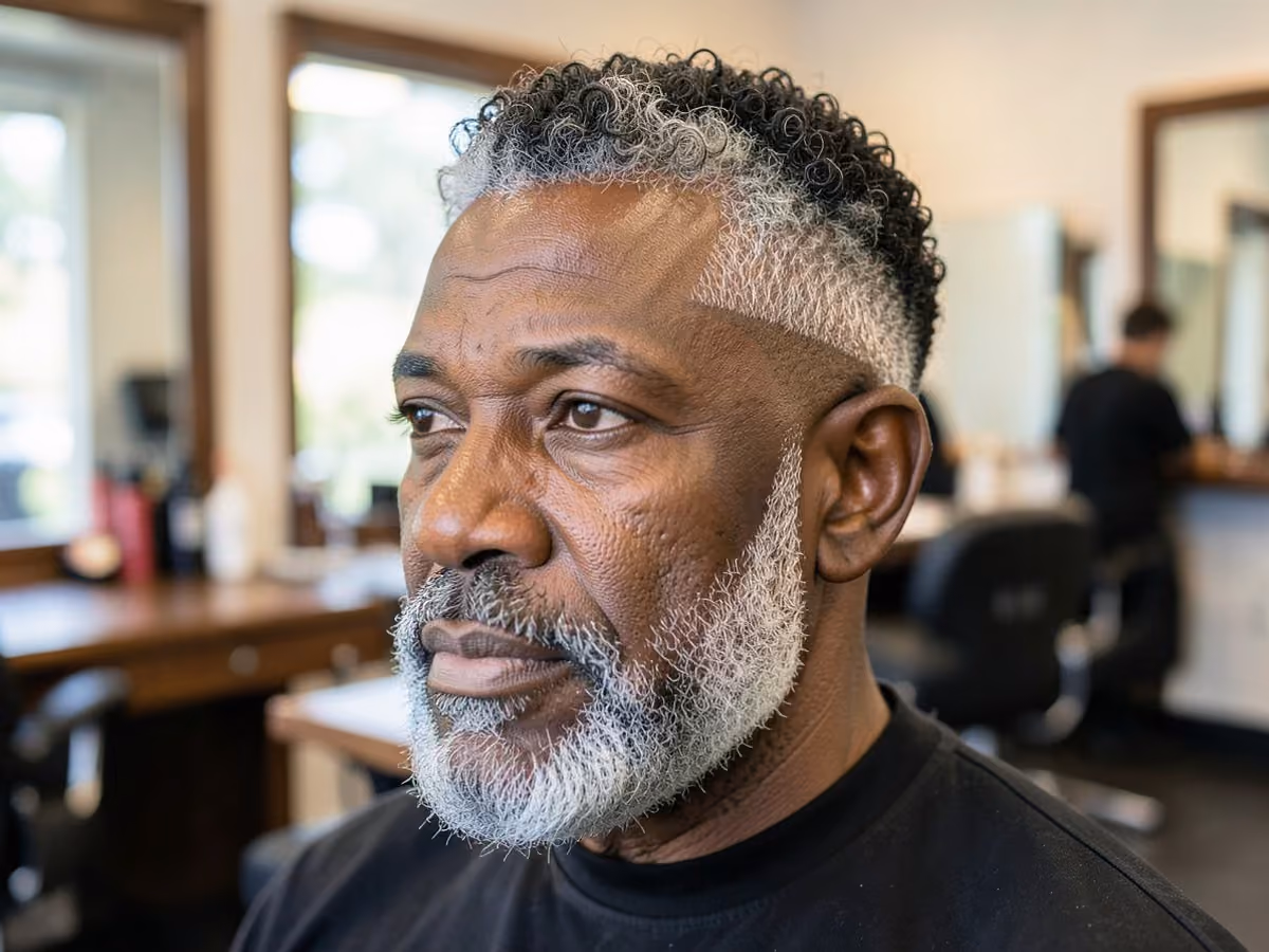Man with a low skin fade sponge curls
