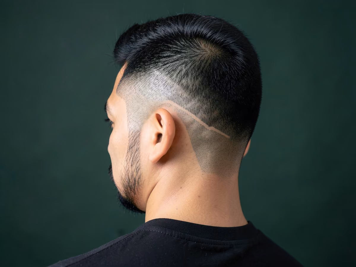 Man with a low skin fade with design
