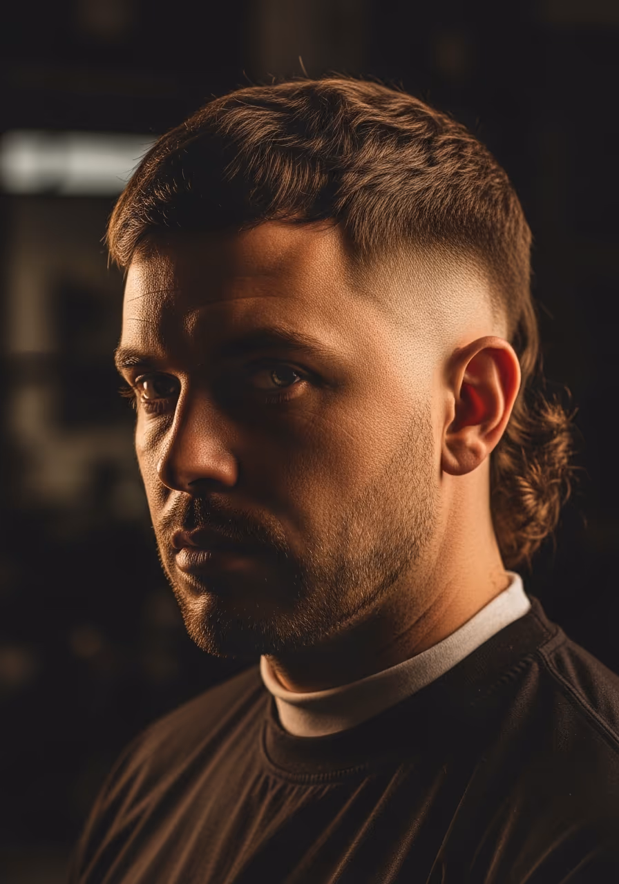Low Taper Fade Mullet hairstyle for men 2026 — low taper fade variation, best for edgy statement looks, modern barbering by Master Stylist Jessica Hamilton