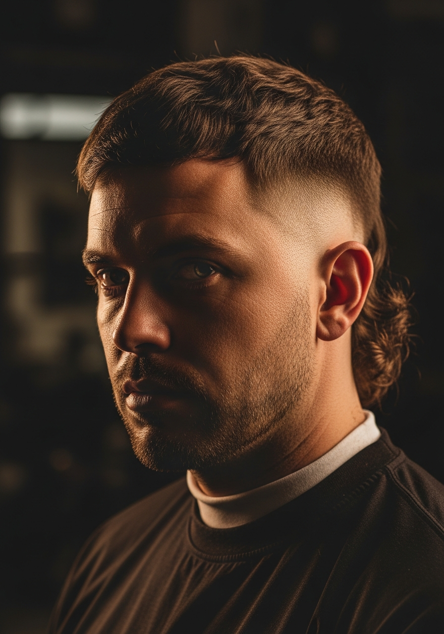 Low Taper Fade Mullet 2026 - Dramatic Contrast Low Taper Mullet Haircut