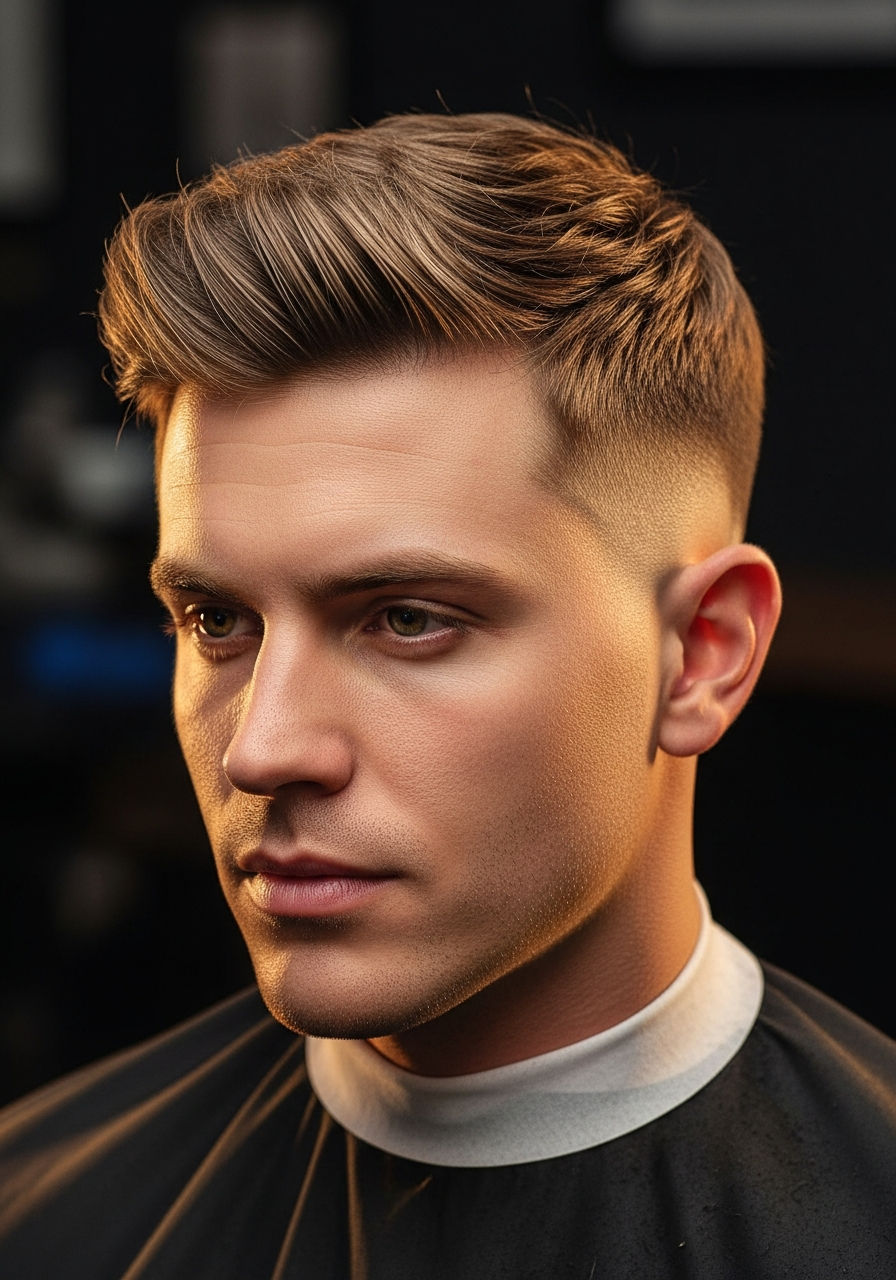 Low Taper Fringe Haircut 2026 - Forward Fringe Low Taper Fade Style for Oval and Round Faces