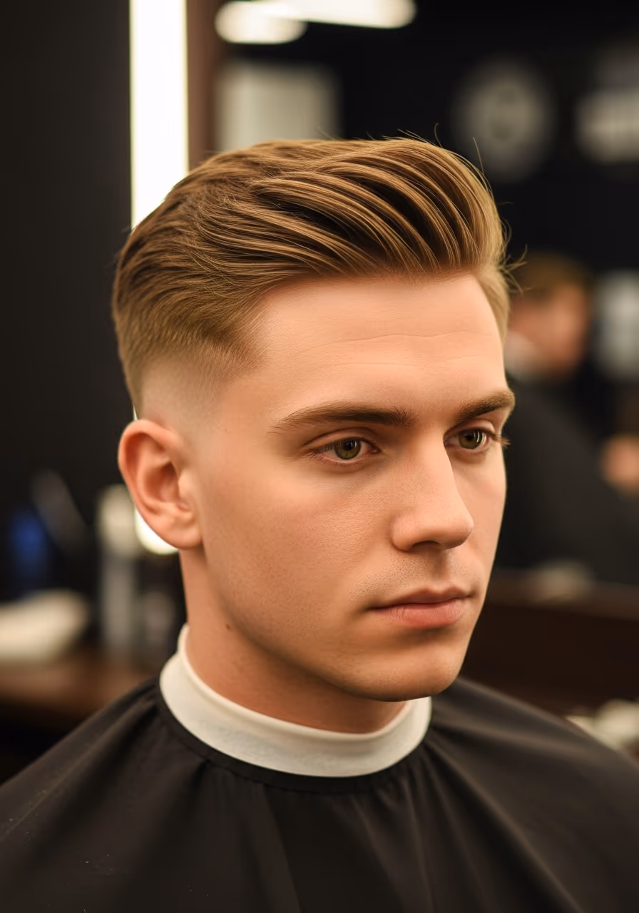 Low Taper Middle Part hairstyle for men 2026 — low taper fade variation, best for oval, heart, square faces + straight/wavy hair, modern barbering by Master Stylist Jessica Hamilton