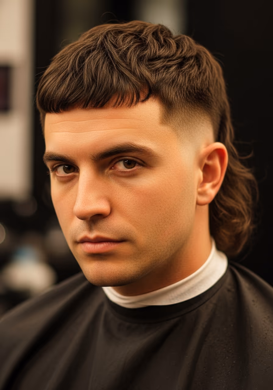 Low Taper Mullet hairstyle for men 2026 — low taper fade variation, best for oval, round, heart faces + wavy/curly hair, modern barbering by Master Stylist Jessica Hamilton
