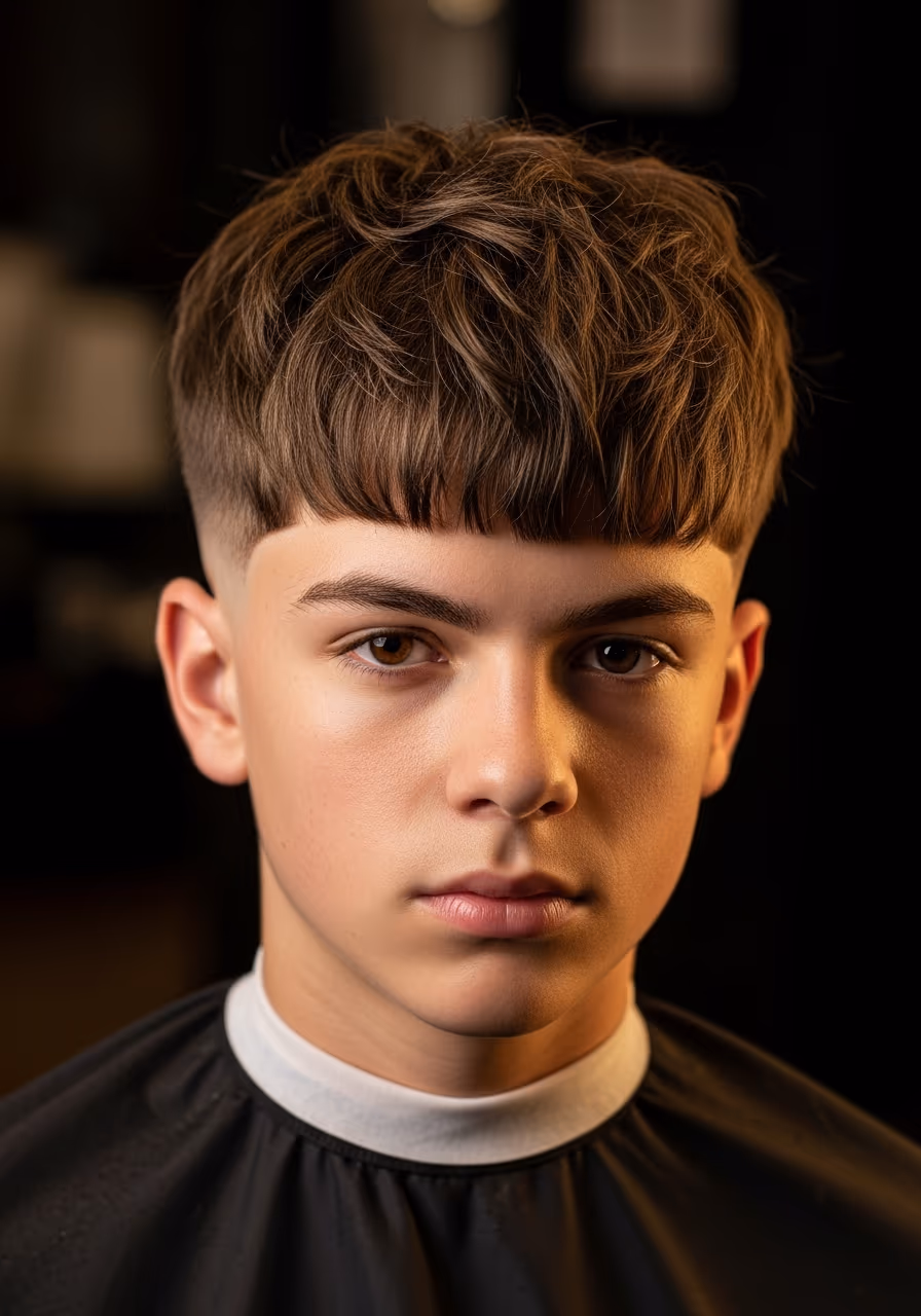 Low Taper Textured Fringe hairstyle for men 2026 — low taper fade variation, best for teens, oval/round/diamond faces + straight hair, modern barbering by Master Stylist Jessica Hamilton