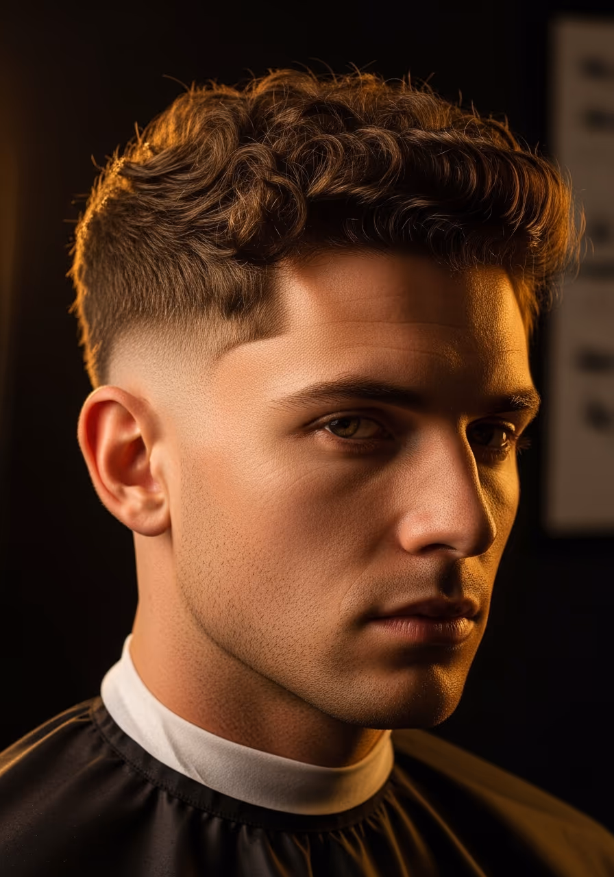 Low Taper with Thick Curls hairstyle for men 2026 — low taper fade variation, best for diamond/heart faces + thick curly hair, modern barbering by Master Stylist Jessica Hamilton
