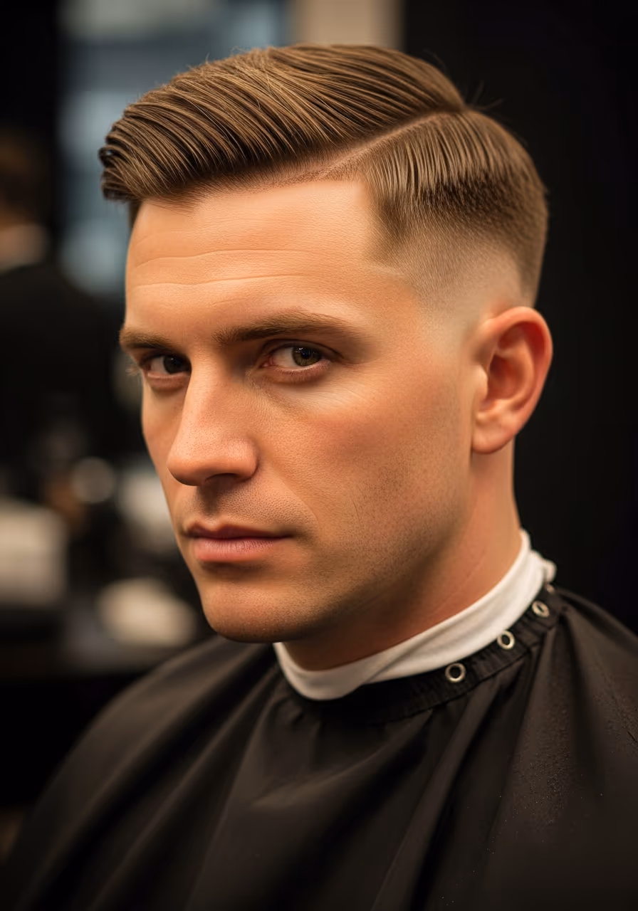 Side Swept Short Hair with Low Taper hairstyle for men 2026 — low taper fade variation, best for formal & casual, all faces + straight hair, modern barbering by Master Stylist Jessica Hamilton