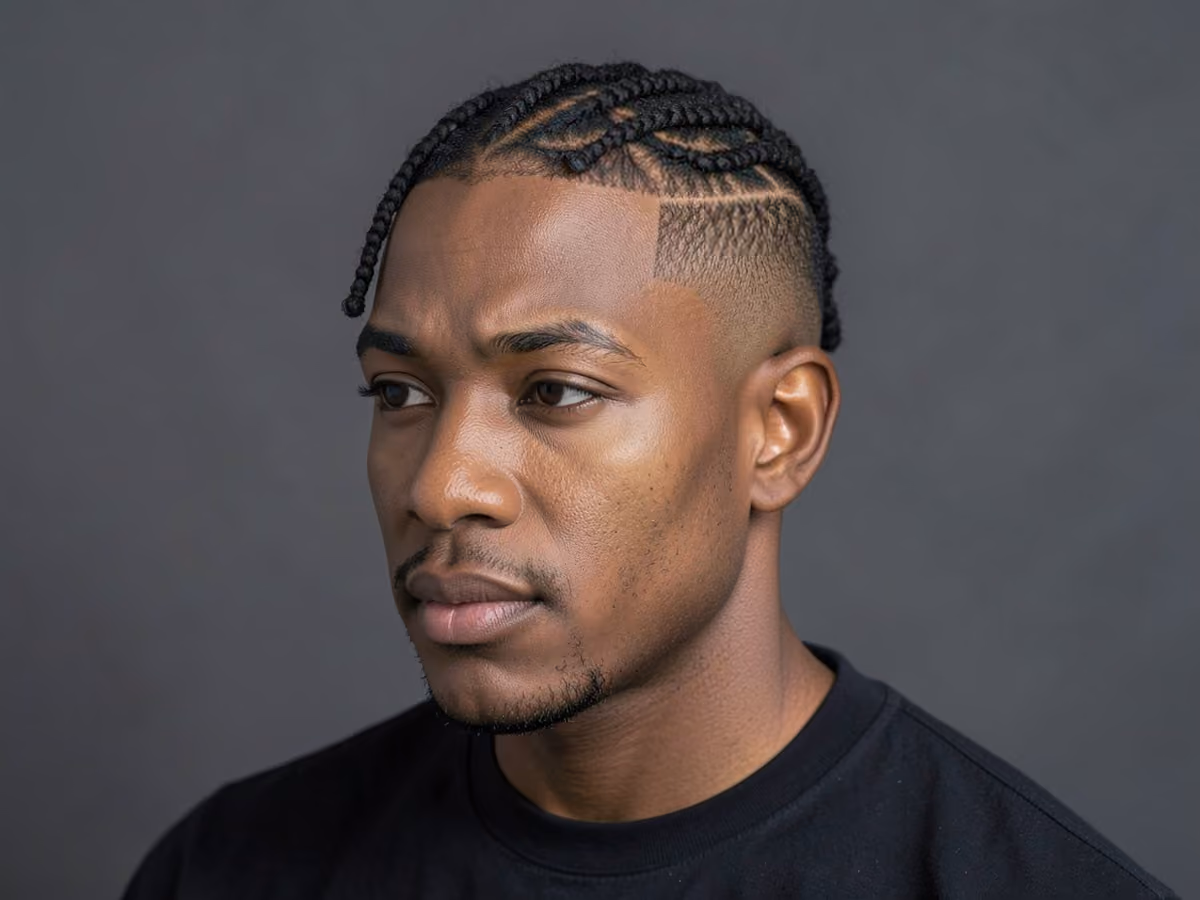 Man with a low taper fade with twists