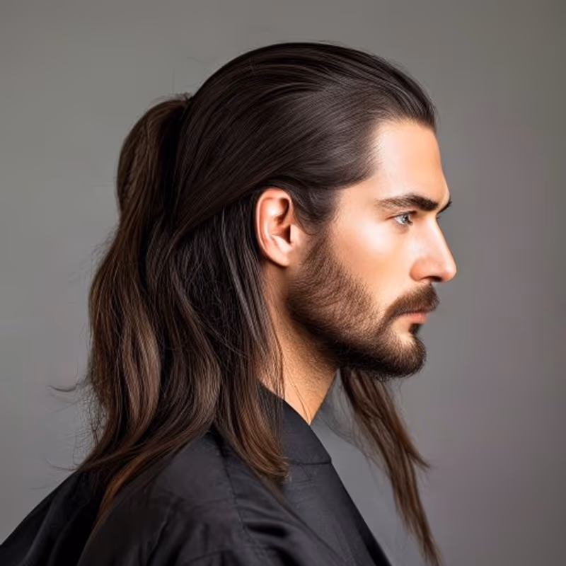 Man Bun / Ponytail Hybrid hairstyle for men 2026 — Man Bun variation, best for Flexible — switch between the two, modern barbering by Master Stylist Jessica Hamilton