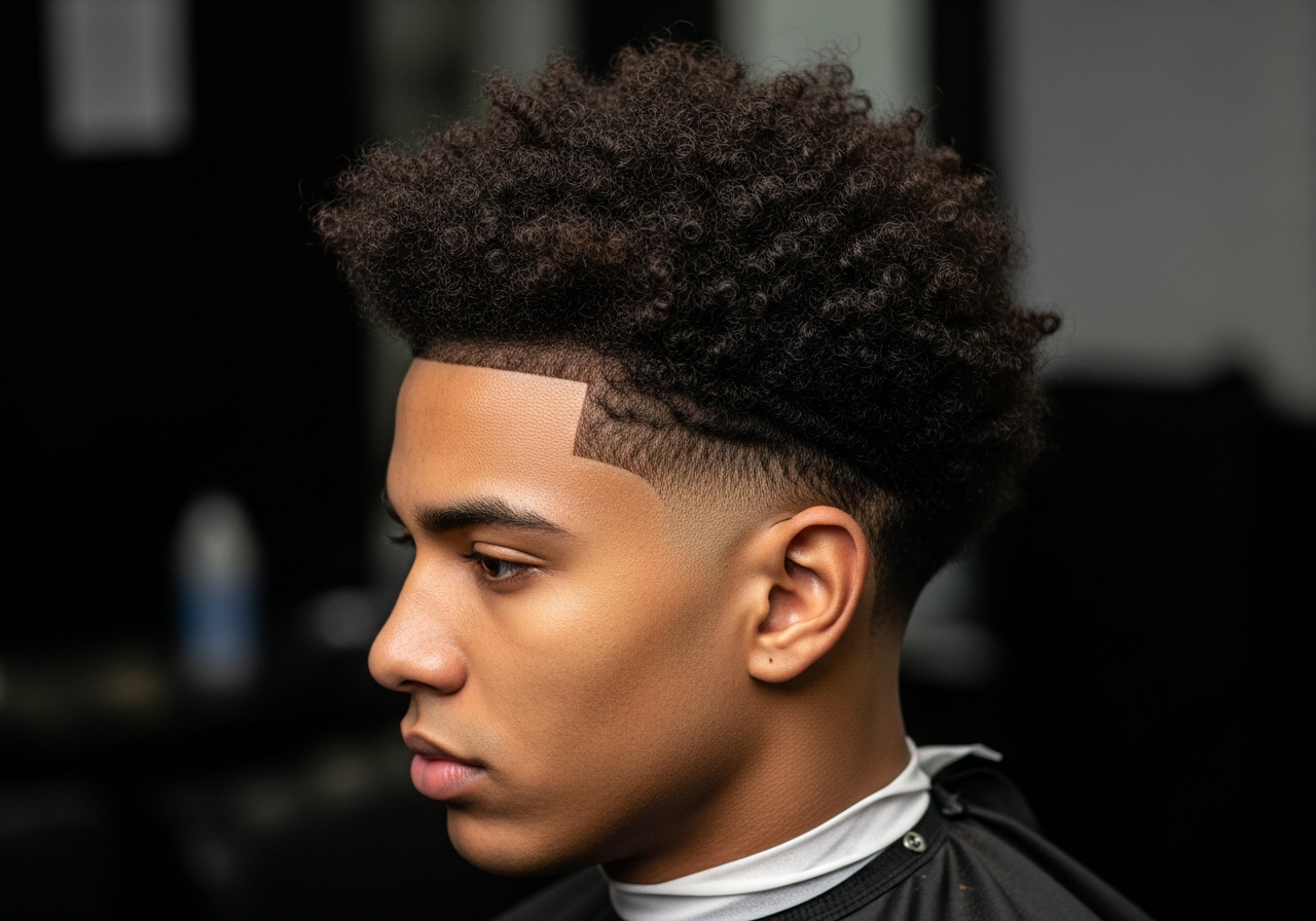 Men's Layered Mid-Length Afro Hairstyle 2026 - Voluminous medium afro with defined layers