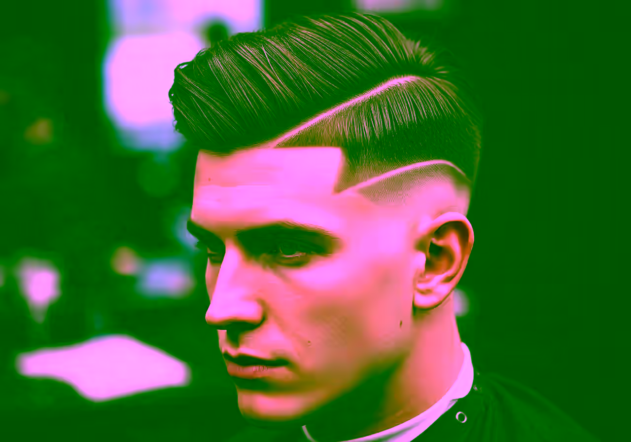 Medium Hard Part hairstyle for men 2026 — medium length hairstyles variation, best for bold professional looks + straight hair, modern barbering by Master Stylist Jessica Hamilton