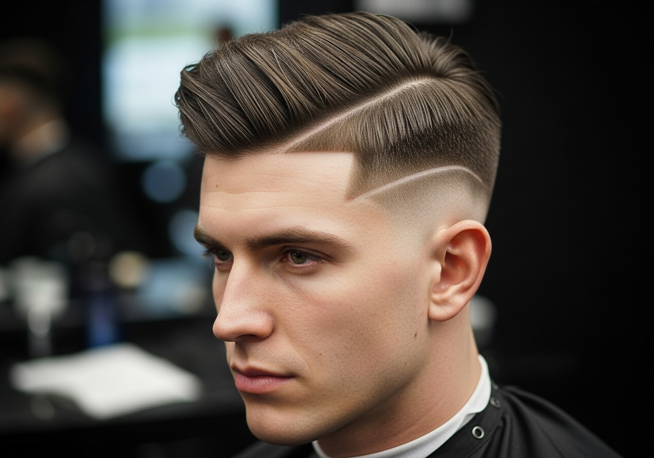 Men's Medium Hard Part Hairstyle 2026 - Sharp hard part with textured medium top