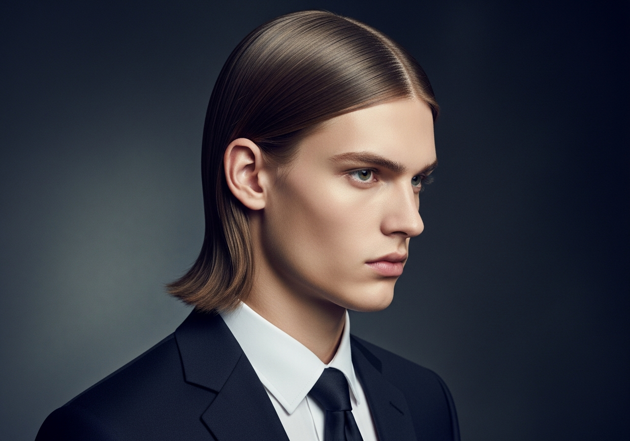 Men's Medium Layered Straight Hair 2026 - Straight medium length with light layers for movement