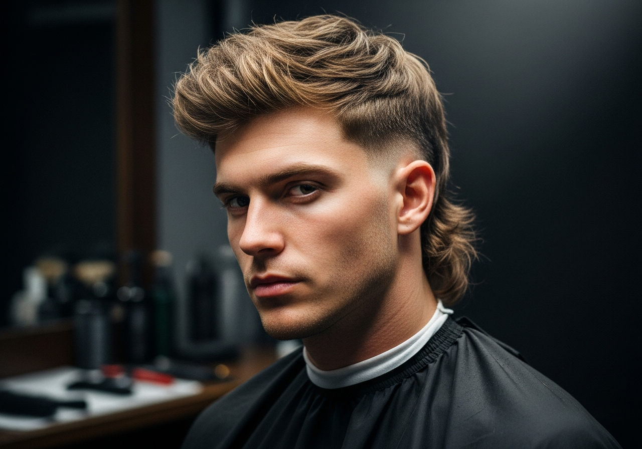 Men's Modern Mullet Medium Length Hairstyle 2026 - Medium top with longer back and shorter sides