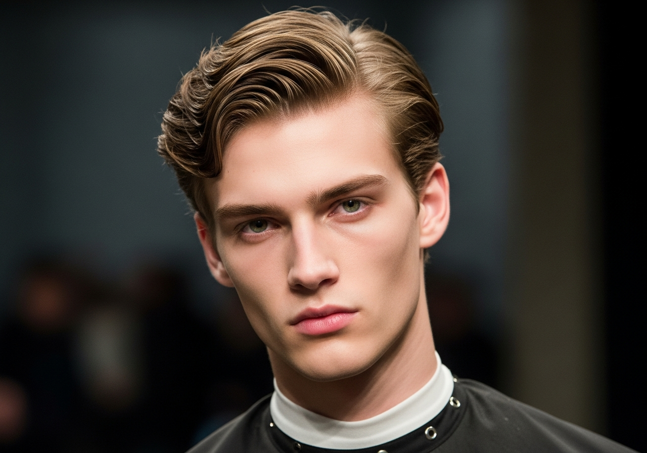 Men's Permed Medium Length Hairstyle 2026 - Soft permed waves on medium length hair