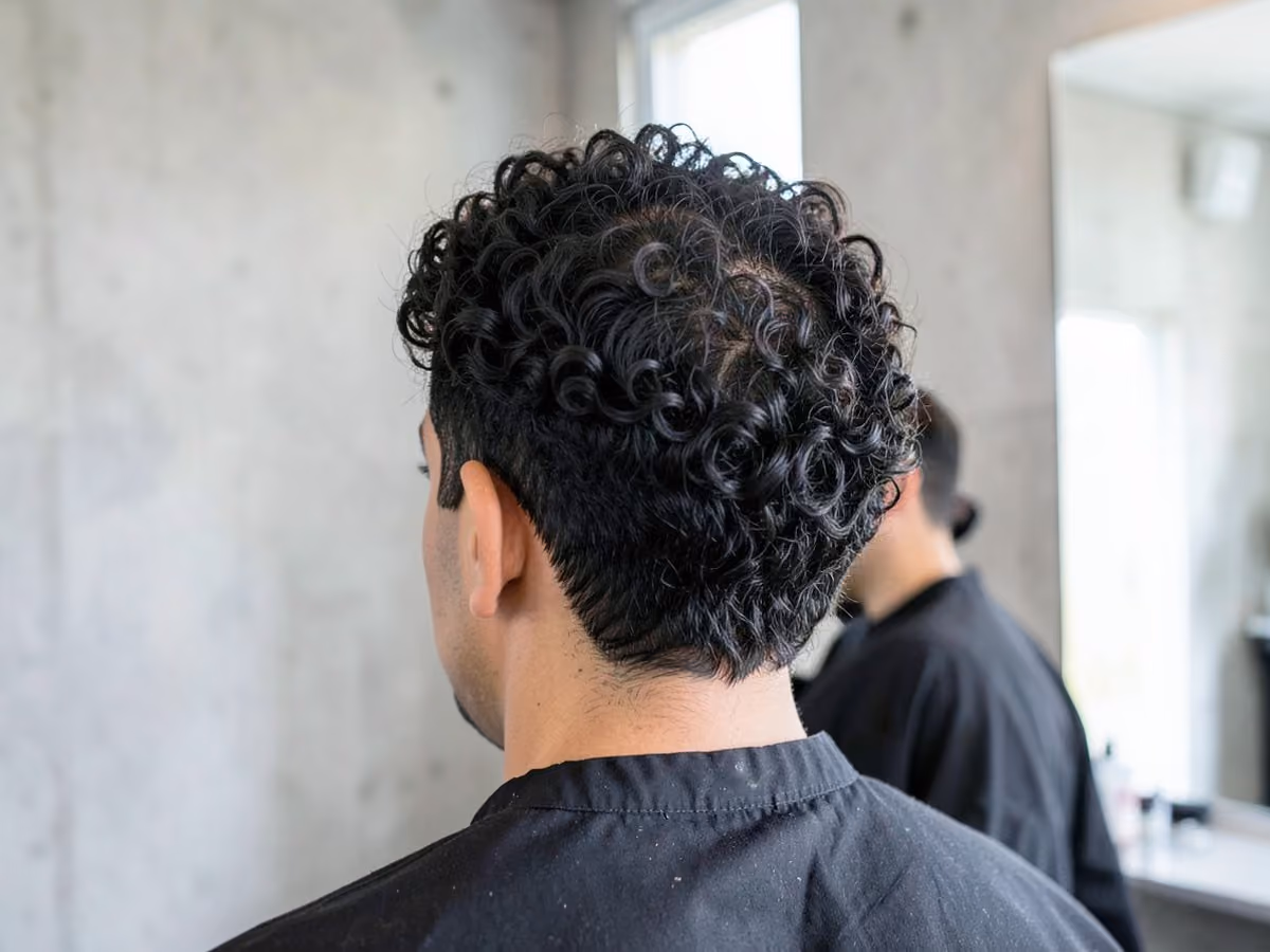 Man with a medium curly hair