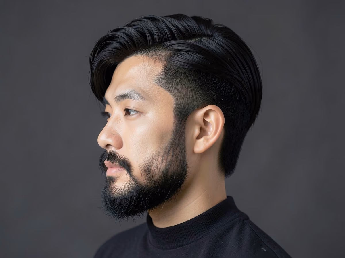 Man with a medium flow haircut