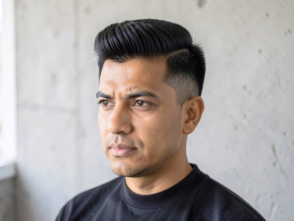 Man with a medium hair for round face