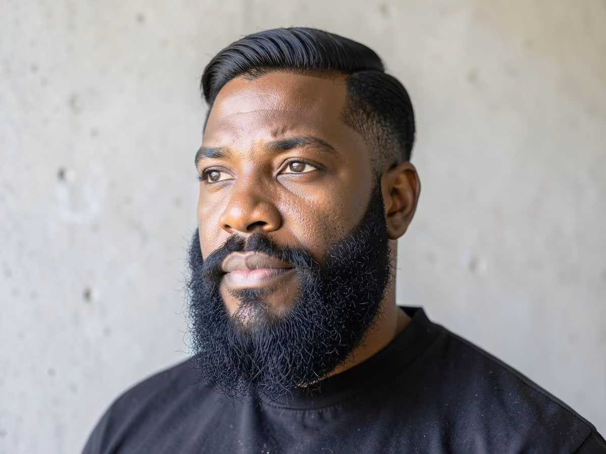 Man with a medium hair with full beard