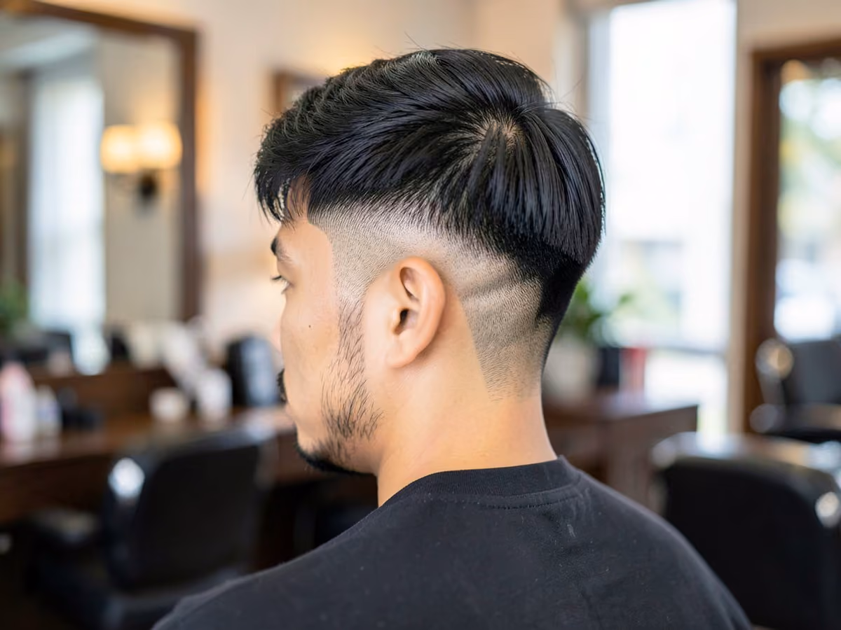 Man with a medium hair with low taper