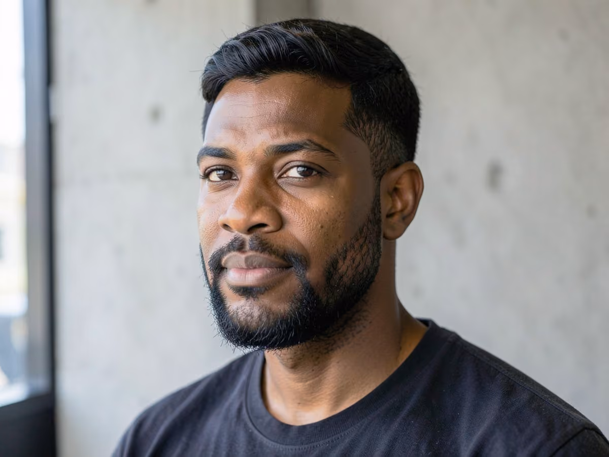 Man with a medium hair with stubble