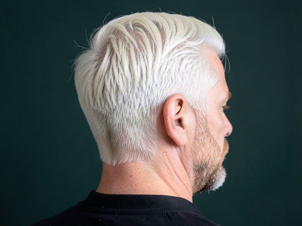 Man with a medium length swept back hair