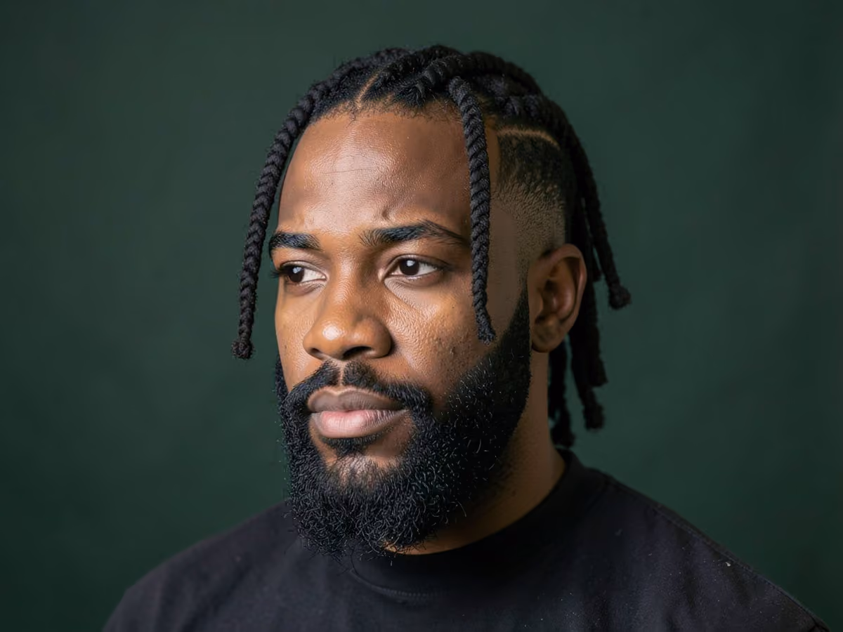 Man with a medium length twists haircut