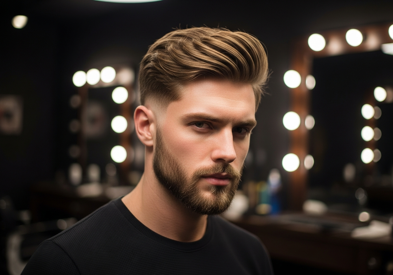 Men's Textured Taper Fade Medium Length Hairstyle 2026 - 4-6 inch layered top with smooth taper sides