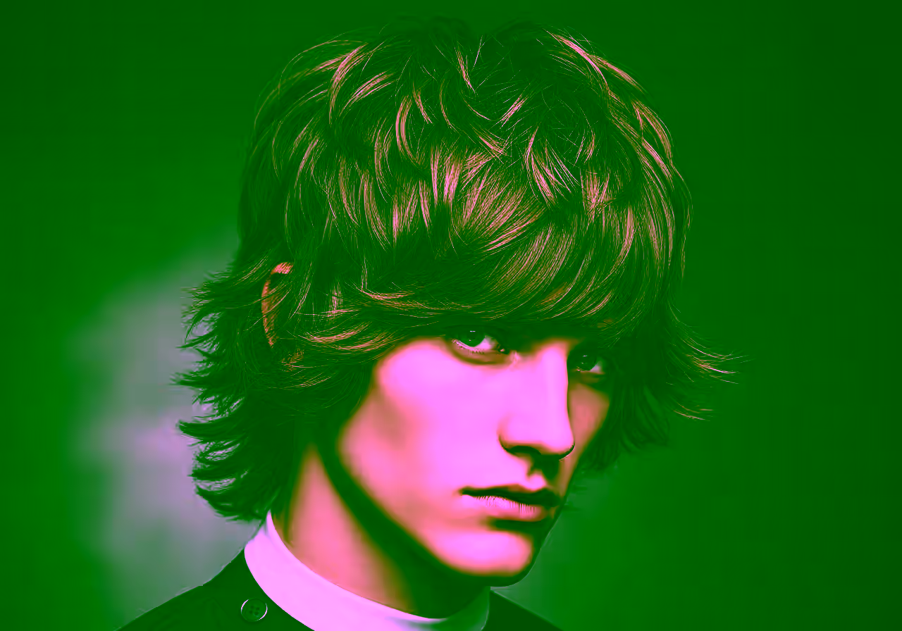 Men's Wolf Cut Medium Length Hairstyle 2026 - Shaggy layered medium hair with curtain bangs