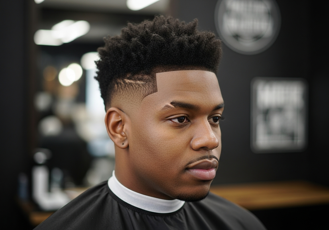 Mid Taper Fade for Black Men 2026 - Curly Coily Temple Taper Haircut