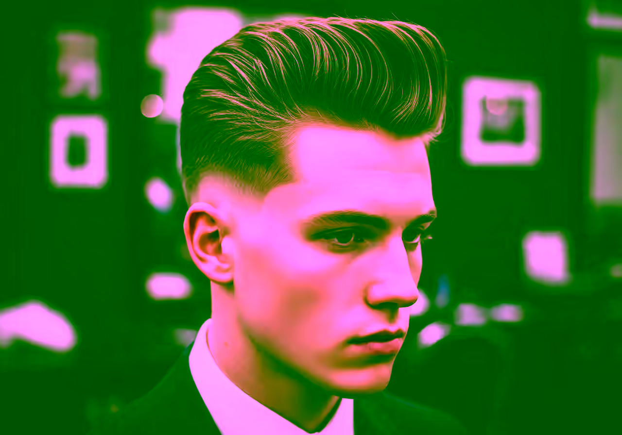 Mid Taper Fade Pompadour hairstyle for men 2026 — medium taper fade variation, best for round, oval faces + thick hair, modern barbering by Master Stylist Jessica Hamilton