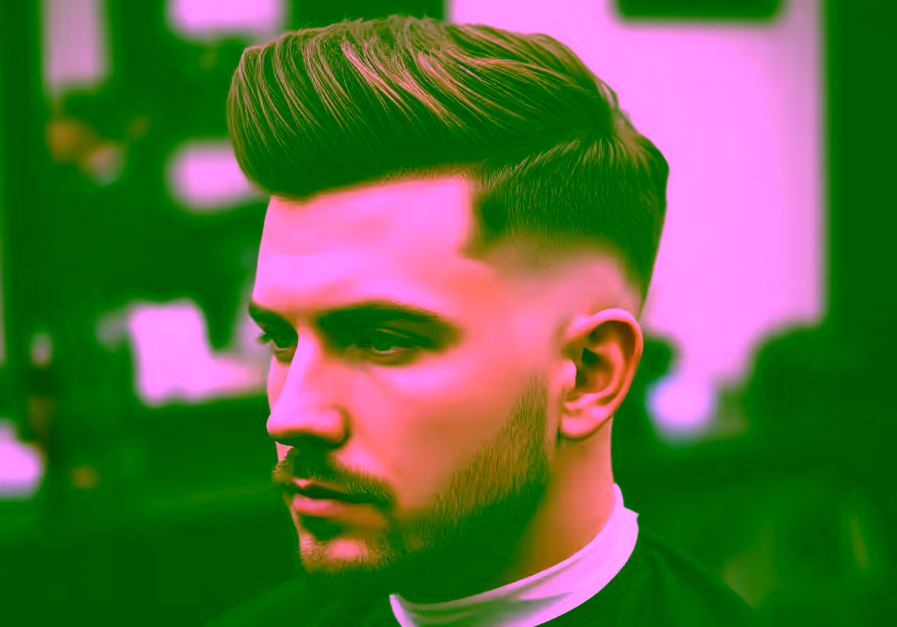 Mid Taper Fade Quiff hairstyle for men 2026 — medium taper fade variation, best for oval faces + medium-thick hair, modern barbering by Master Stylist Jessica Hamilton