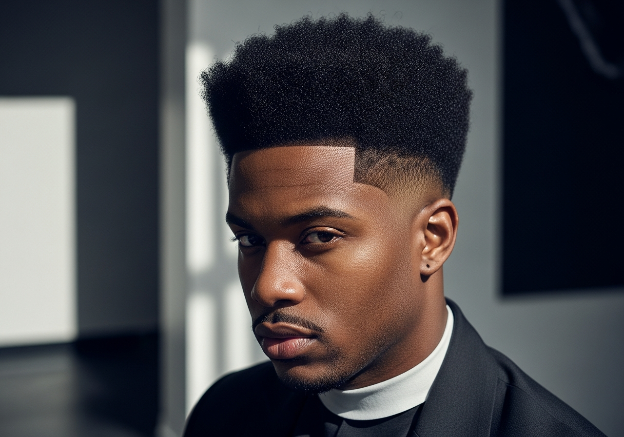 Modern Afro Medium Taper Fade 2026 - Rounded Afro with Temple Taper
