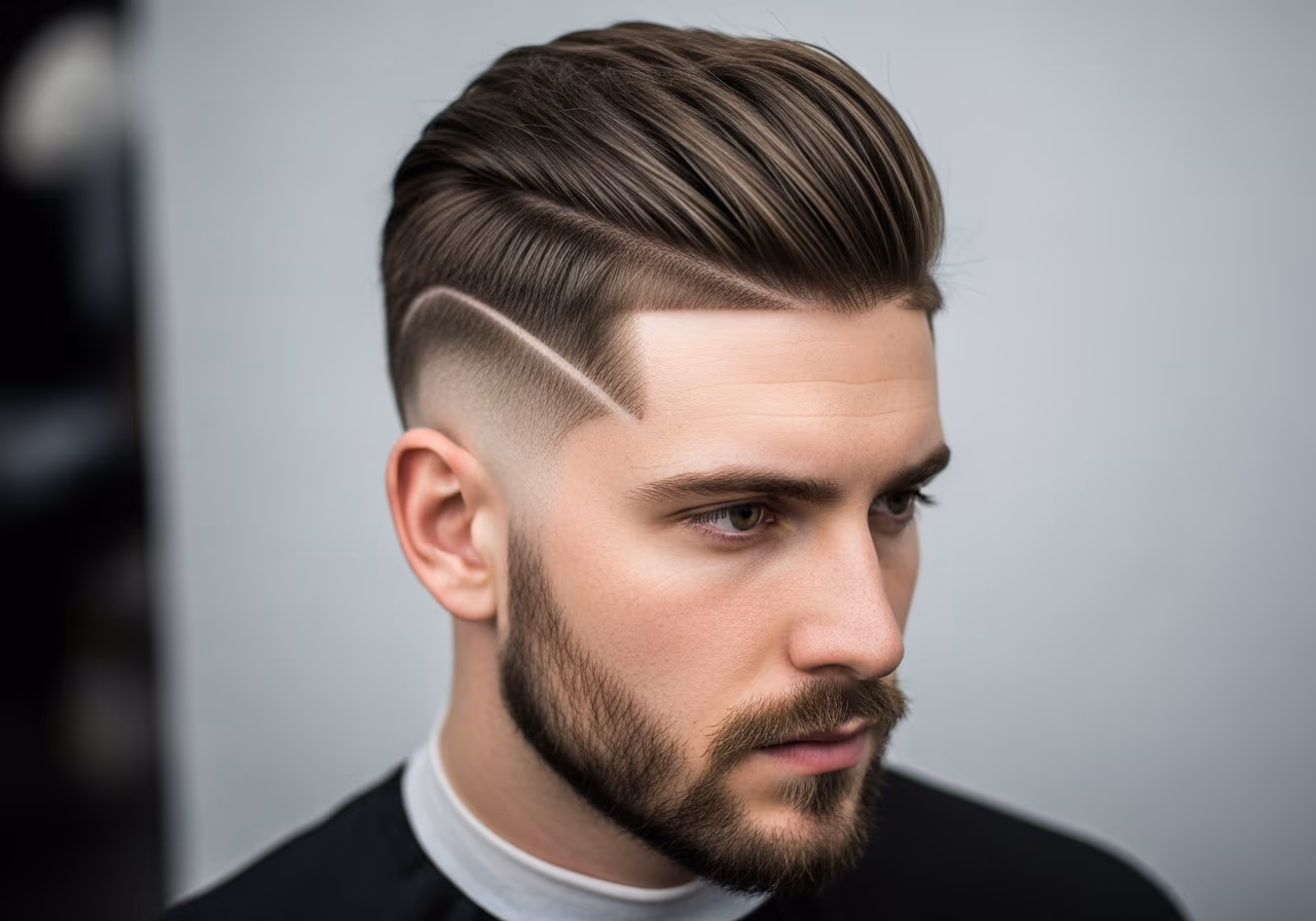 Asymmetrical Cut hairstyle for men 2026 — haircuts for round faces variation, best for round faces + straight hair. very bold personalities, modern barbering by Master Stylist Jessica Hamilton