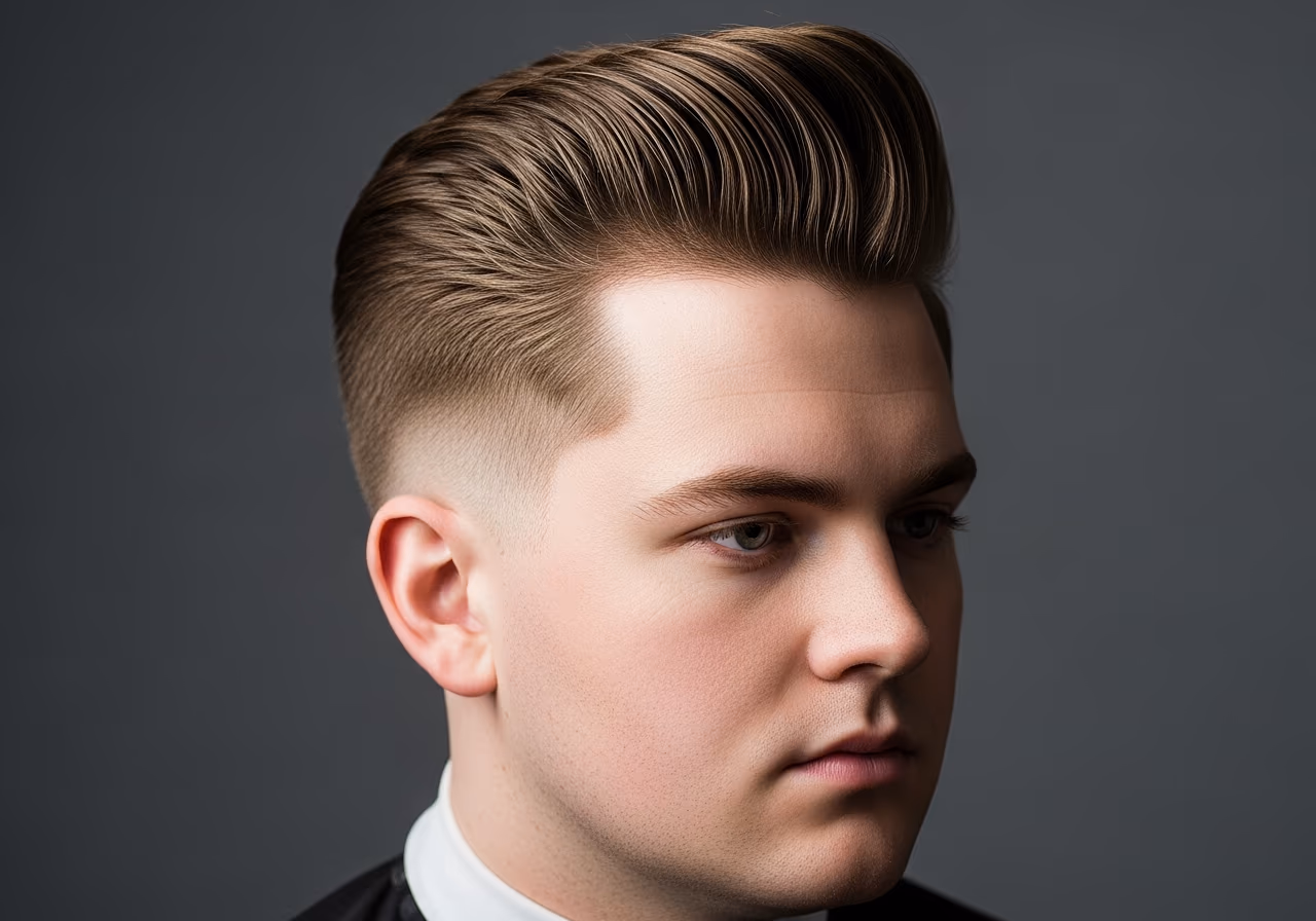 Classic Pompadour for Round Face 2026 - High Volume Fade Elongating Style