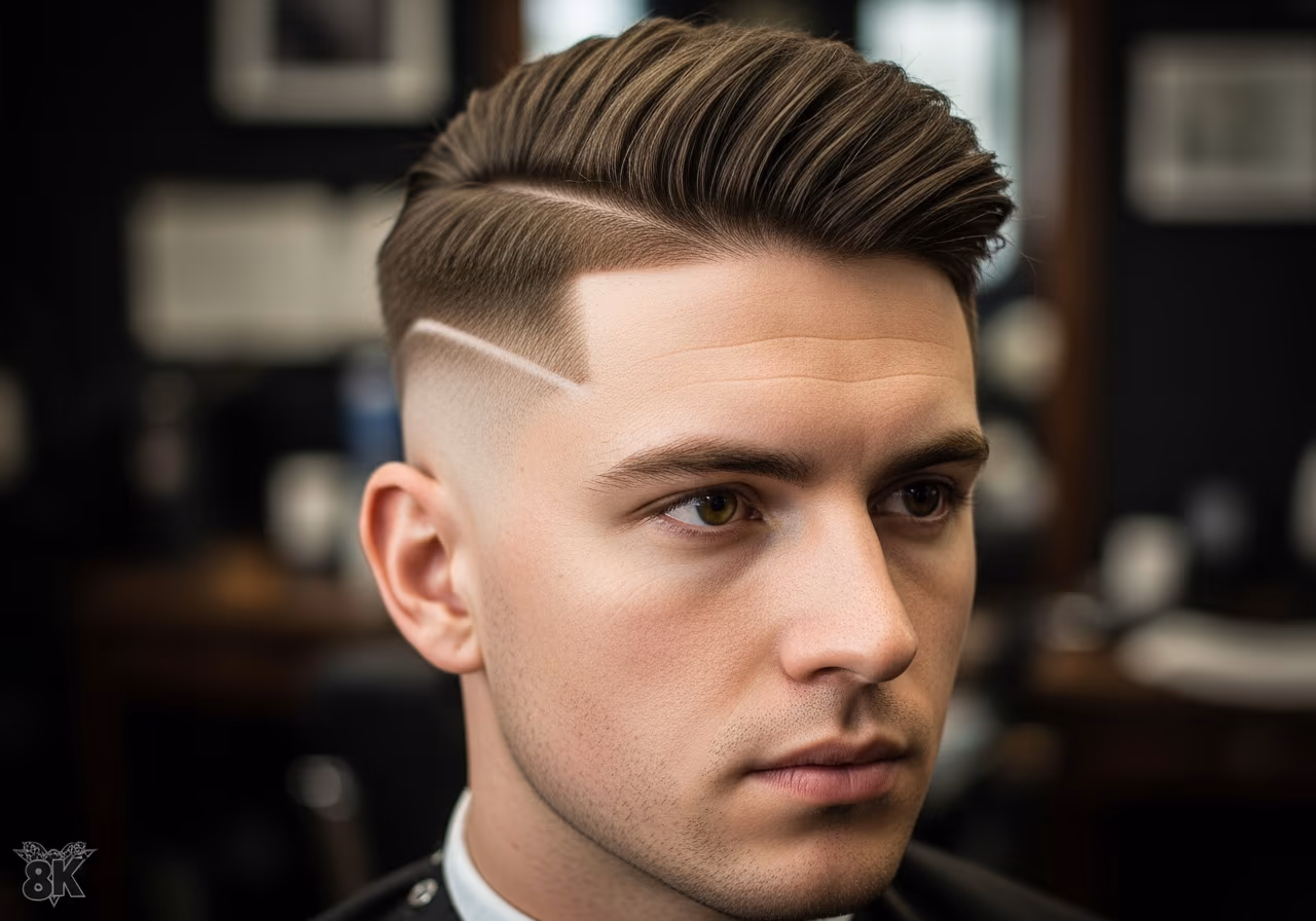 Crispy Cut (Drop Fade) hairstyle for men 2026 — haircuts for round faces variation, best for round faces + thick, straight hair, modern barbering by Master Stylist Jessica Hamilton