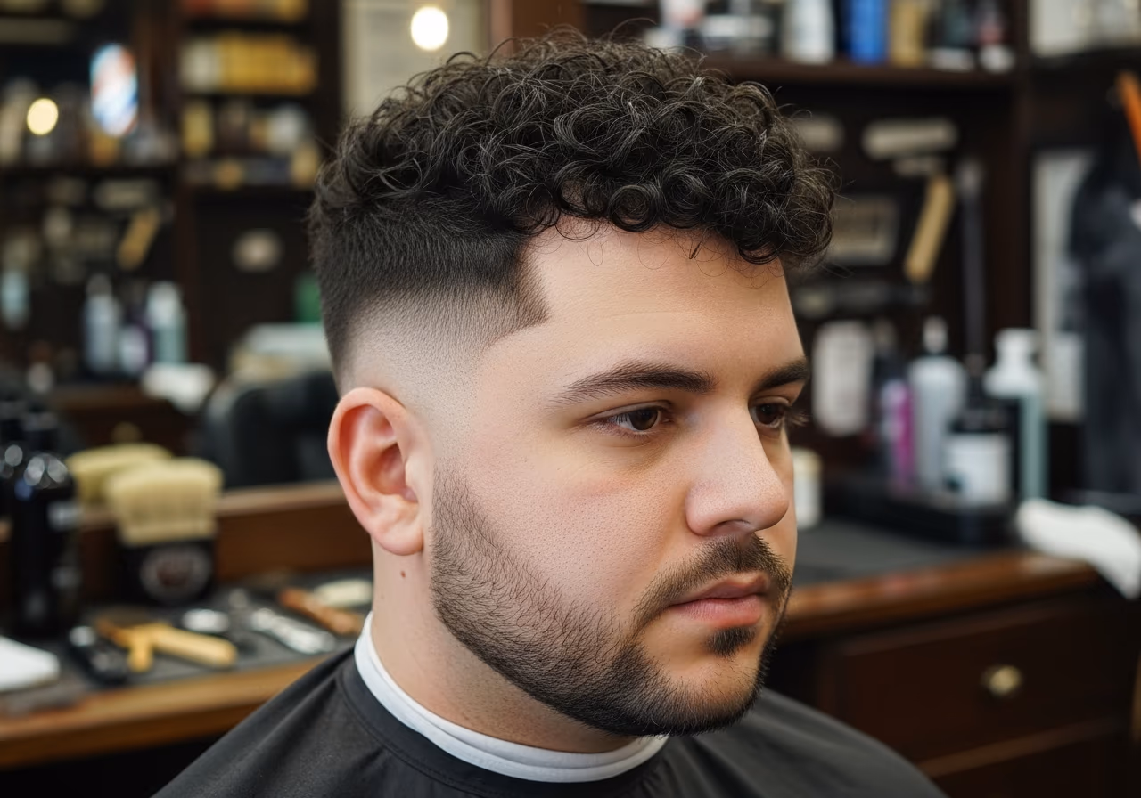 Curly Hair Undercut hairstyle for men 2026 — haircuts for round faces variation, best for round faces + curly (3a–4b) hair, modern barbering by Master Stylist Jessica Hamilton