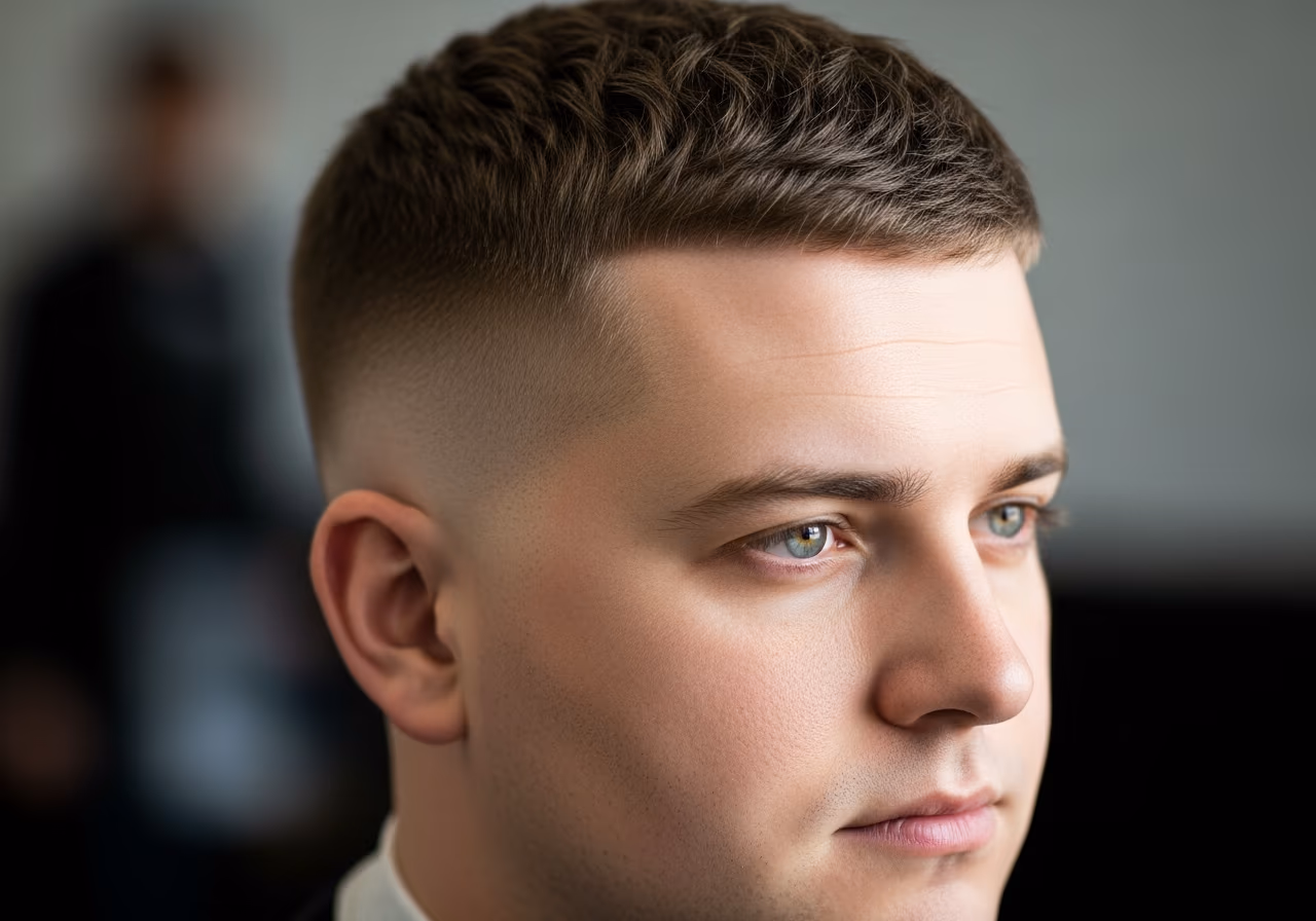 Short Fade hairstyle for men 2026 — haircuts for round faces variation, best for round faces + all hair types. great for beginners, modern barbering by Master Stylist Jessica Hamilton