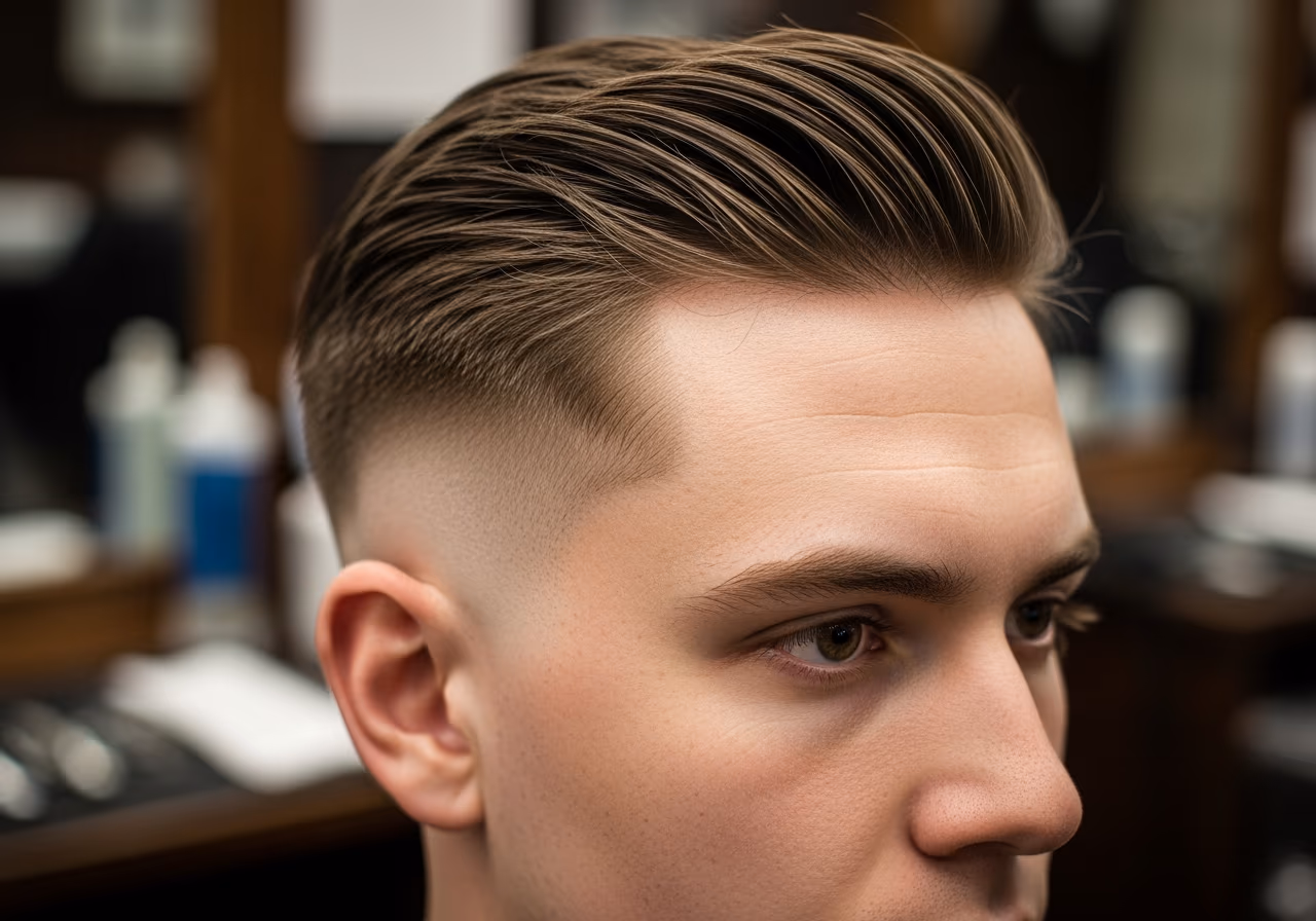 Sleek Taper Fade hairstyle for men 2026 — haircuts for round faces variation, best for round faces + straight or fine hair, modern barbering by Master Stylist Jessica Hamilton