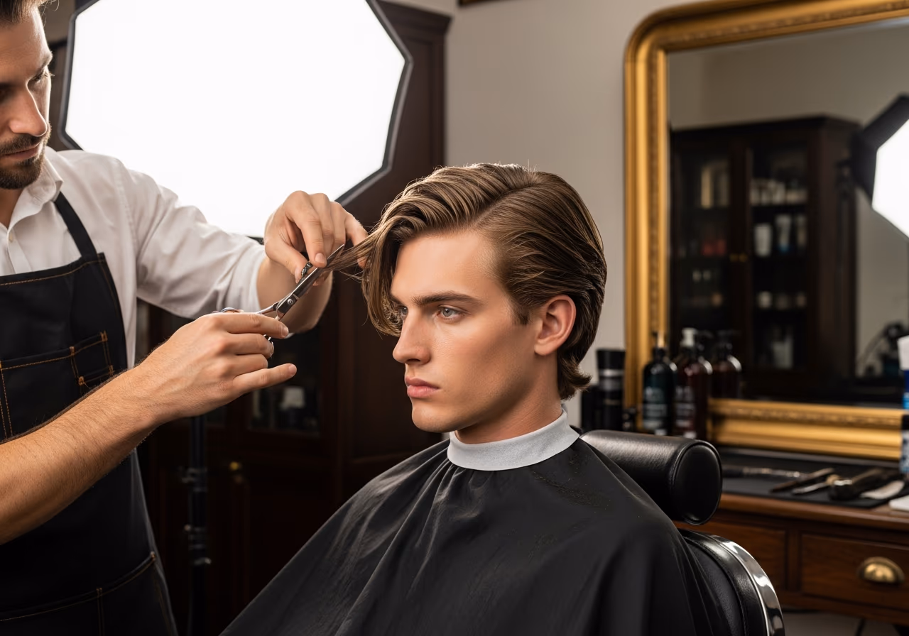 Tousled Waves hairstyle for men 2026 — haircuts for round faces variation, best for round faces + wavy or thick hair, modern barbering by Master Stylist Jessica Hamilton