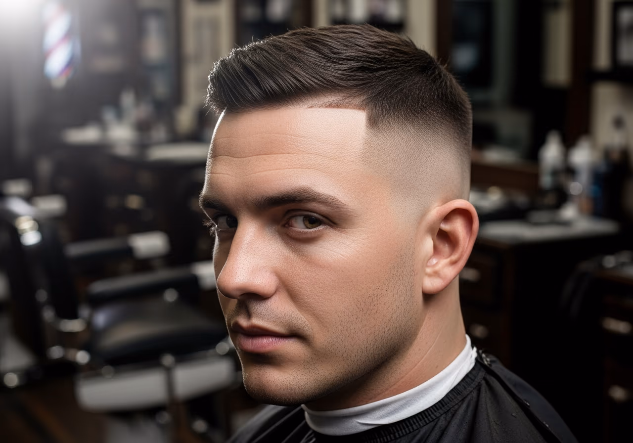 Very High Skin Fade hairstyle for men 2026 — haircuts for round faces variation, best for round faces + thick hair. best for bold personalities, modern barbering by Master Stylist Jessica Hamilton